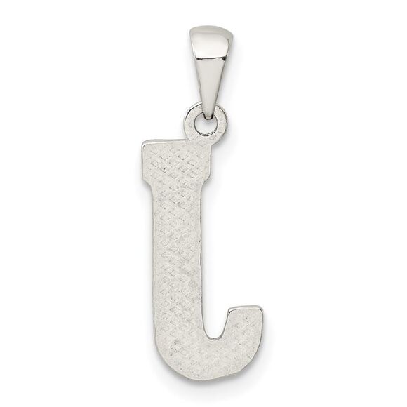 Sterling Silver, Sami Collection, Textured Block Initial J Pendant - Picture 3 of 5